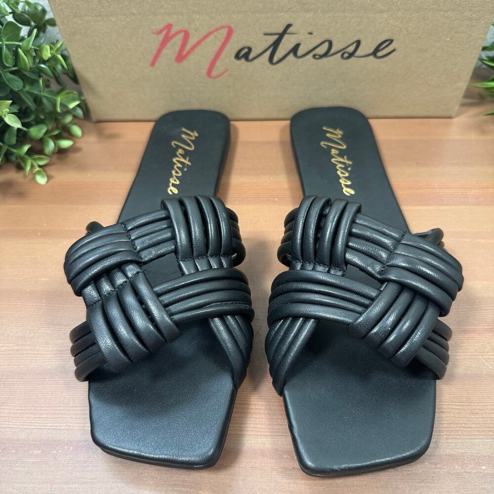 Matisse Women's Samson Leather Knotted Slide Sandals Black Size 9 - Picture 3 of 7